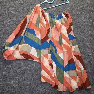 Womens Dress Large Multicolor Geometric Asymmetric Off-Sholder Knee Length